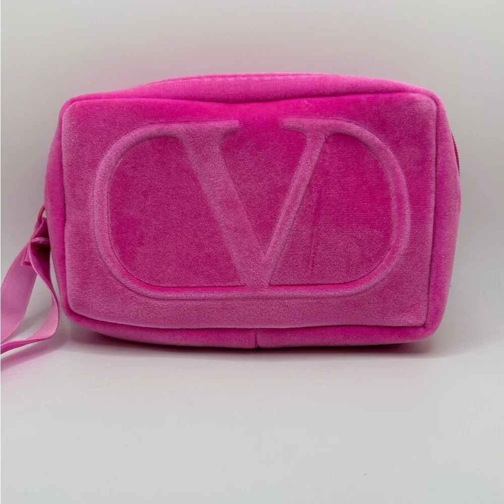 Valentino Fuchsia Velvet Cosmetic Bag - Picture 3 of 6